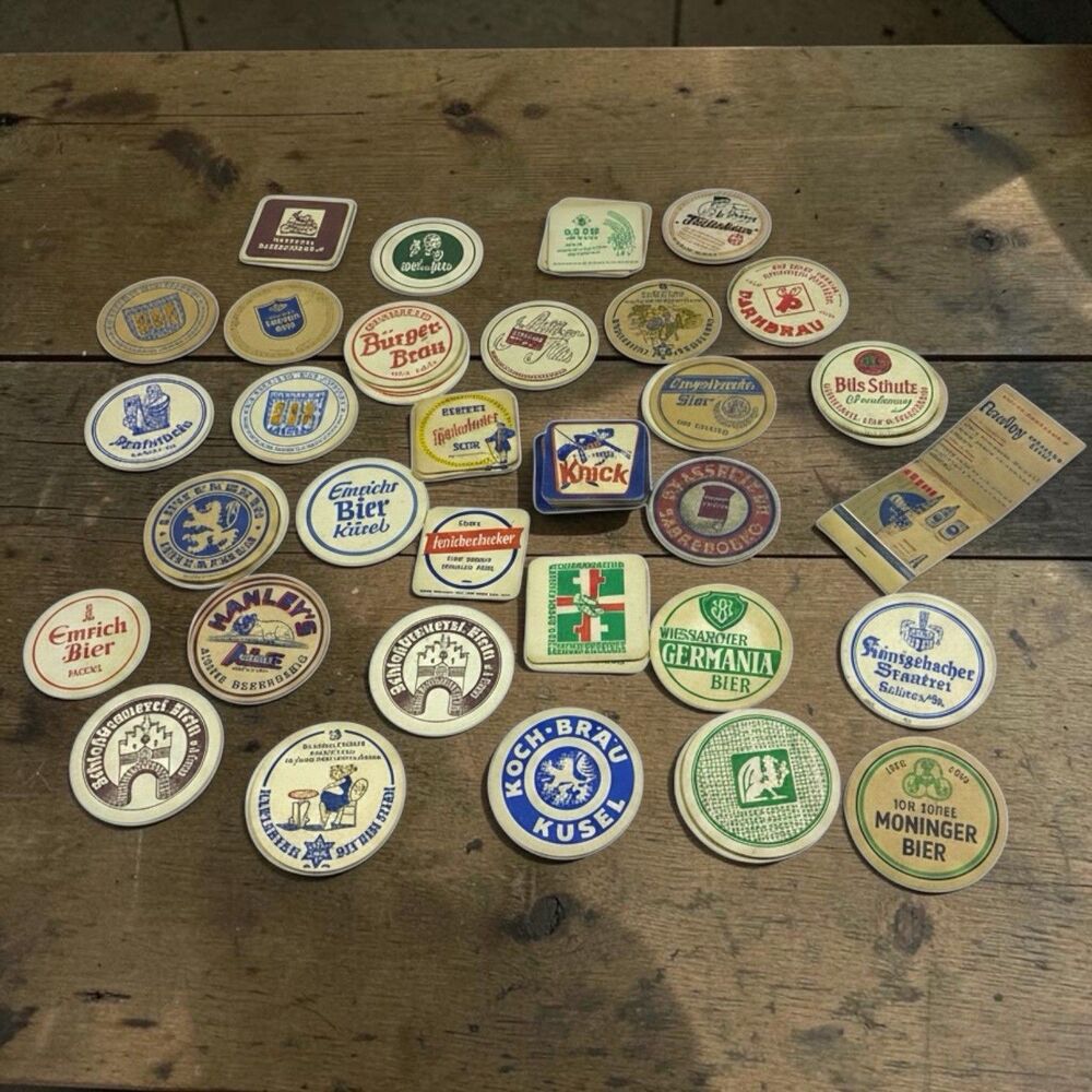 Lot  Of 62 German Beer Paper Cardboard Coasters Assorted Pub Bar Rare Match Book